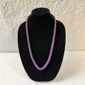 Vintage Handmade Women's Beaded Necklace Grey Purple Bead-woven Elegant Boho